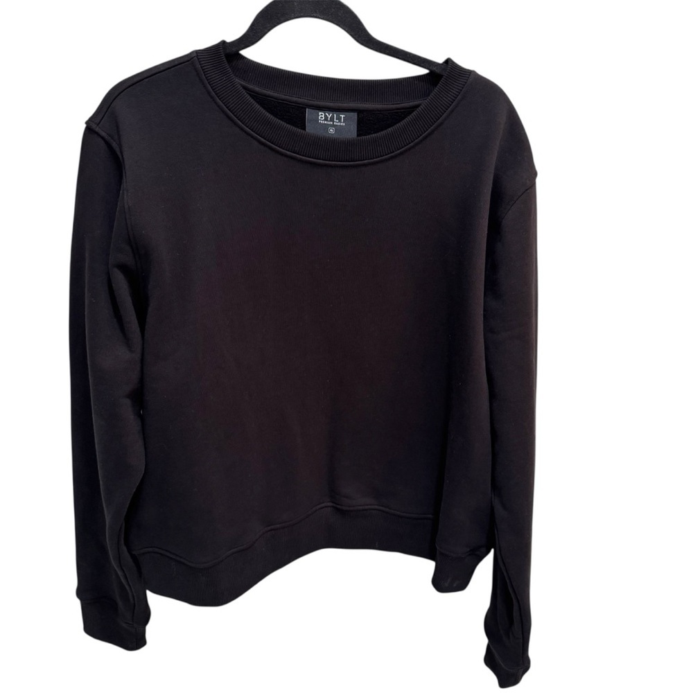 BYLT Women’s Jade Fleece Classic Crew Sweatshirt Black Size XL - Picture 2 of 11